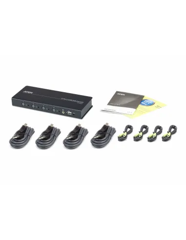 ATEN Switch KM USB de 4 puertos con Boundless Switching (cables incluidos)