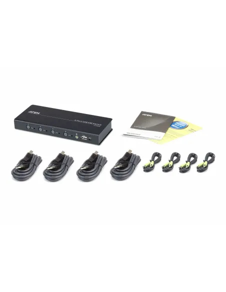 ATEN Switch KM USB de 4 puertos con Boundless Switching (cables incluidos)