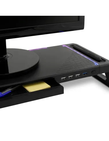 Deep Gaming DEEPGAMING SOPORTE PARA MONITOR CON HUB 4USB + ILUMINACION RGB