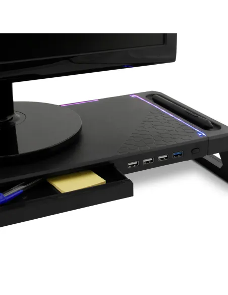 Deep Gaming DEEPGAMING SOPORTE PARA MONITOR CON HUB 4USB + ILUMINACION RGB