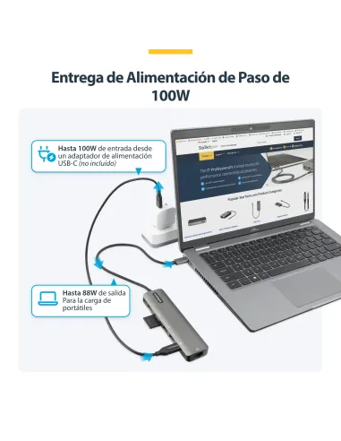 StarTech.com Adaptador Multipuertos USB C - Docking Station USB Tipo C a HDMI 2.0 4K 60Hz - Entrega de Alimentación 100W