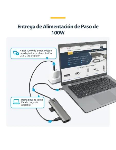 StarTech.com Adaptador Multipuertos USB C - Docking Station USB Tipo C a HDMI 2.0 4K 60Hz - Entrega de Alimentación 100W