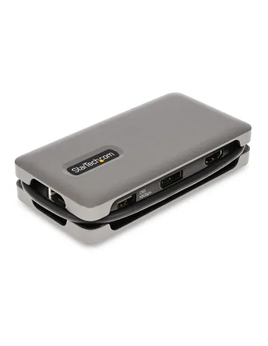 StarTech.com Adaptador Multipuertos USB-C - HDMI DP 4K a 60Hz - Hub Ladrón USB de 3 Puertos - Power Delivery de Paso de 100W -