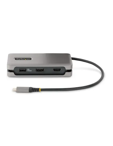 StarTech.com Adaptador Multipuertos USB-C - HDMI DP 4K a 60Hz - Hub Ladrón USB de 3 Puertos - Power Delivery de Paso de 100W -