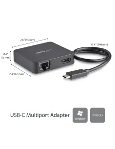 StarTech.com Adaptador Multipuertos USB C - Mini Dock Portátil USB-C 4K HDMI - Gigabit Ethernet - Hub USB 3.0 (1x USB-A 1x 2