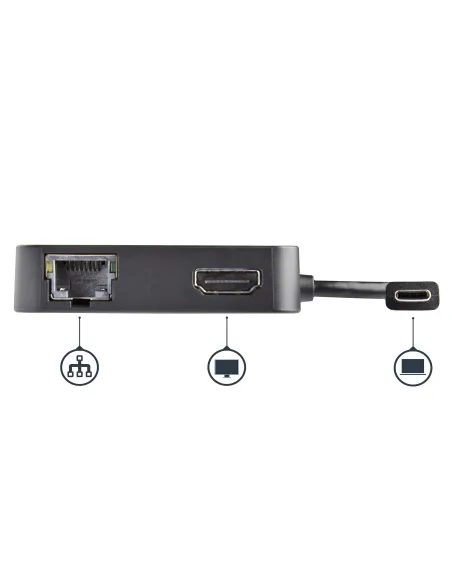 StarTech.com Adaptador Multipuertos USB C - Mini Dock Portátil USB-C 4K HDMI - Gigabit Ethernet - Hub USB 3.0 (1x USB-A 1x