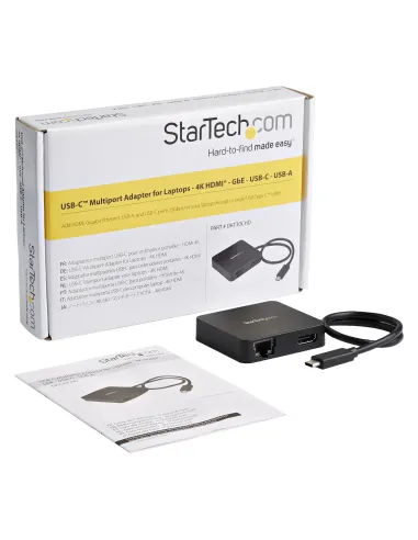 StarTech.com Adaptador Multipuertos USB C - Mini Dock Portátil USB-C 4K HDMI - Gigabit Ethernet - Hub USB 3.0 (1x USB-A 1x
