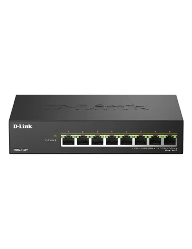 D-Link DMS-108P E switch No administrado 2.5G Ethernet (100 1000 2500) Energía sobre Ethernet (PoE) Negro