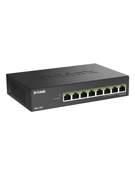 D-Link DMS-108P E switch No administrado 2.5G Ethernet (100 1000 2500) Energía sobre Ethernet (PoE) Negro