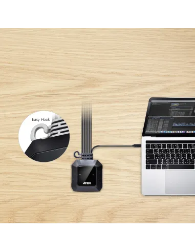 ATEN Switch KVM en formato cable híbrido DisplayPort de 2 puertos USB-C