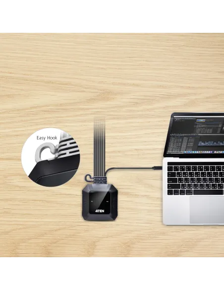 ATEN Switch KVM en formato cable híbrido DisplayPort de 2 puertos USB-C