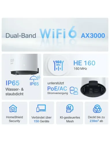 TP-Link Deco X50-Outdoor Doble banda (2,4 GHz   5 GHz) Wi-Fi 6 (802.11ax) Blanco 1 Interno
