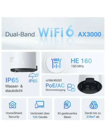 TP-Link Deco X50-Outdoor Doble banda (2,4 GHz   5 GHz) Wi-Fi 6 (802.11ax) Blanco 1 Interno
