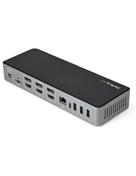 StarTech.com Docking Station USB-C y USB-A 10Gb - Replicador de Puertos Híbrido Universal para 3 Monitores DisplayPort y HDMI