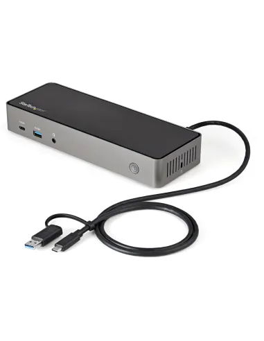 StarTech.com Docking Station USB-C y USB-A 10Gb - Replicador de Puertos Híbrido Universal para 3 Monitores DisplayPort y HDMI