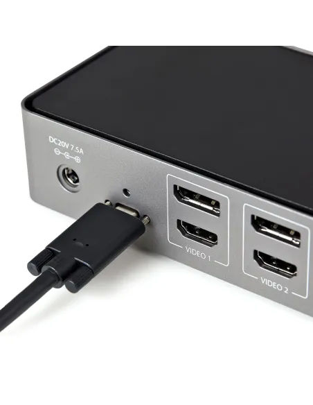 StarTech.com Docking Station USB-C y USB-A 10Gb - Replicador de Puertos Híbrido Universal para 3 Monitores DisplayPort y HDMI