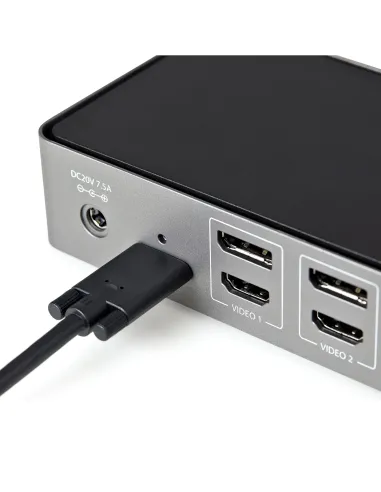 StarTech.com Docking Station USB-C y USB-A 10Gb - Replicador de Puertos Híbrido Universal para 3 Monitores DisplayPort y HDMI