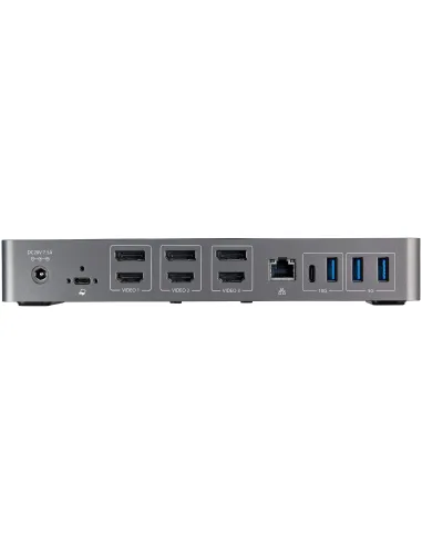 StarTech.com Docking Station USB-C y USB-A 10Gb - Replicador de Puertos Híbrido Universal para 3 Monitores DisplayPort y HDMI