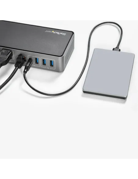 StarTech.com Docking Station USB-C y USB-A 10Gb - Replicador de Puertos Híbrido Universal para 3 Monitores DisplayPort y HDMI