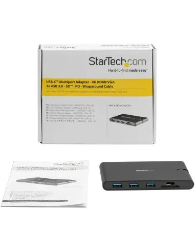 StarTech.com Docking Station USB-C con HDMI y VGA - para Mac y Windows -3x USB 3.0 - SD   micro SD - PD 3.0 - Adaptador USB C a