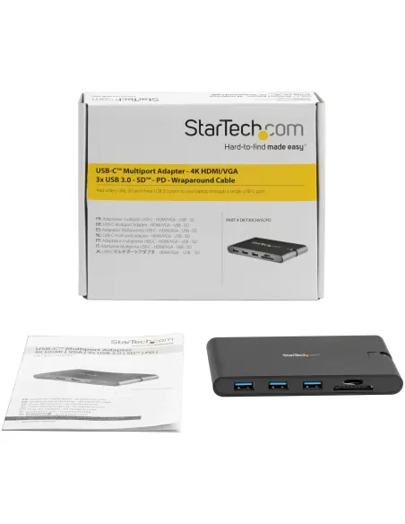 StarTech.com Docking Station USB-C con HDMI y VGA - para Mac y Windows -3x USB 3.0 - SD   micro SD - PD 3.0 - Adaptador USB C a