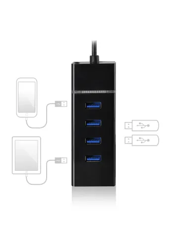 Ewent EW1137 hub de interfaz USB 3.2 Gen 1 (3.1 Gen 1) Type-C 5000 Mbit s Negro