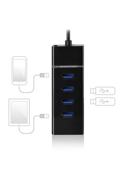 Ewent EW1137 hub de interfaz USB 3.2 Gen 1 (3.1 Gen 1) Type-C 5000 Mbit s Negro