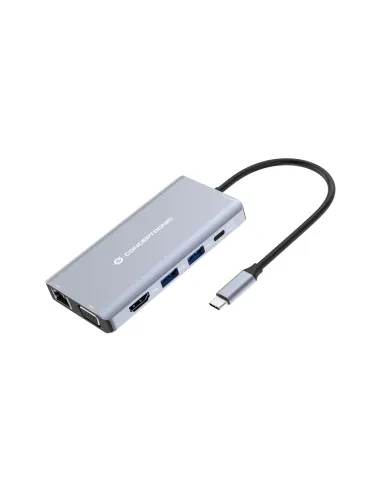 Conceptronic DONN20G base para portátil y replicador de puertos Alámbrico USB 3.2 Gen 1 (3.1 Gen 1) Type-C Gris