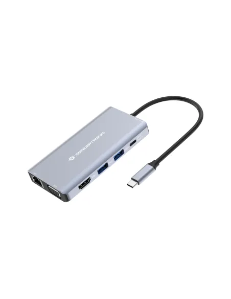 Conceptronic DONN20G base para portátil y replicador de puertos Alámbrico USB 3.2 Gen 1 (3.1 Gen 1) Type-C Gris