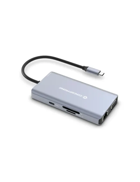 Conceptronic DONN20G base para portátil y replicador de puertos Alámbrico USB 3.2 Gen 1 (3.1 Gen 1) Type-C Gris