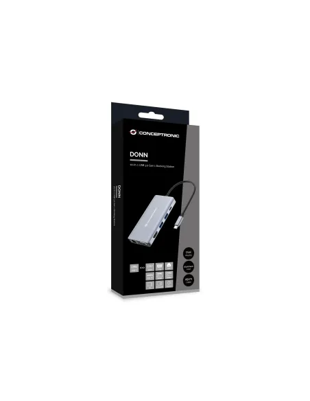 Conceptronic DONN20G base para portátil y replicador de puertos Alámbrico USB 3.2 Gen 1 (3.1 Gen 1) Type-C Gris
