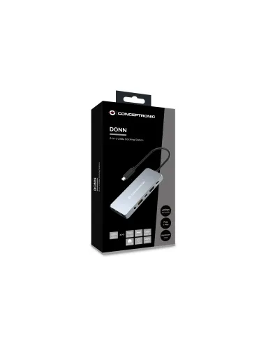 Conceptronic DONN22G base para portátil y replicador de puertos Alámbrico USB 3.2 Gen 2 (3.1 Gen 2) Type-C Gris