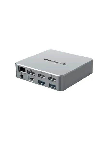 Conceptronic DONN25G base para portátil y replicador de puertos Alámbrico USB 3.2 Gen 2 (3.1 Gen 2) Type-C Plata