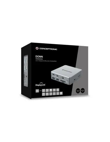 Conceptronic DONN25G base para portátil y replicador de puertos Alámbrico USB 3.2 Gen 2 (3.1 Gen 2) Type-C Plata