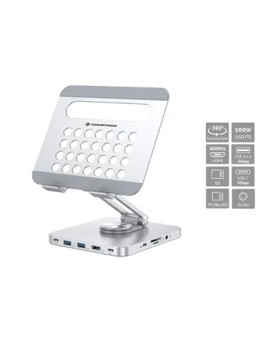 Conceptronic DONN26G mueble y soporte para dispositivo multimedia Plata Tableta Carro para administración de tabletas