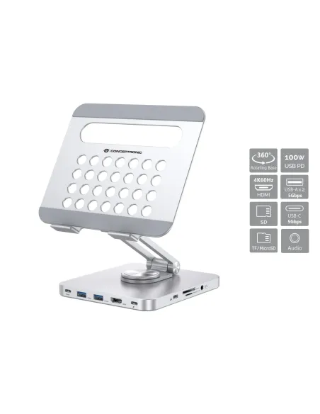 Conceptronic DONN26G mueble y soporte para dispositivo multimedia Plata Tableta Carro para administración de tabletas