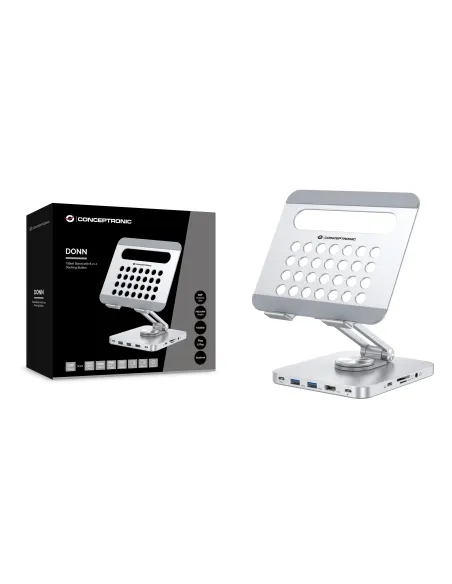 Conceptronic DONN26G mueble y soporte para dispositivo multimedia Plata Tableta Carro para administración de tabletas