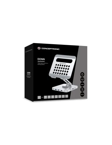 Conceptronic DONN26G mueble y soporte para dispositivo multimedia Plata Tableta Carro para administración de tabletas