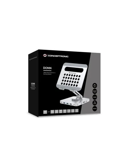 Conceptronic DONN26G mueble y soporte para dispositivo multimedia Plata Tableta Carro para administración de tabletas