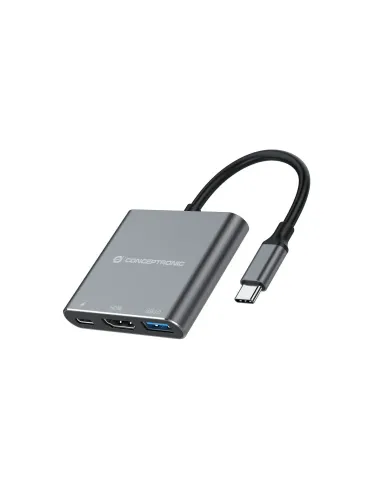 Conceptronic DONN18G base para portátil y replicador de puertos Alámbrico USB 3.2 Gen 1 (3.1 Gen 1) Type-C Gris