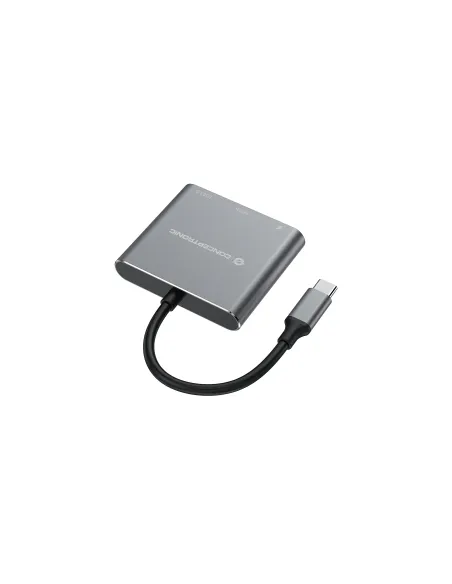 Conceptronic DONN18G base para portátil y replicador de puertos Alámbrico USB 3.2 Gen 1 (3.1 Gen 1) Type-C Gris