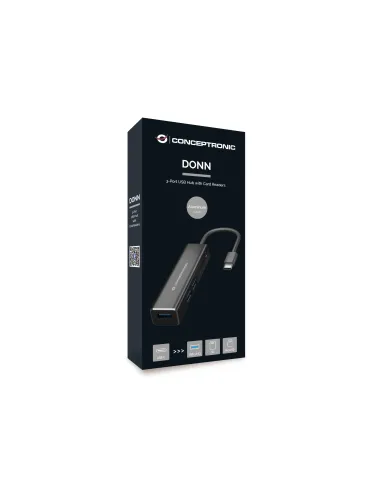 Conceptronic DONN08B base para portátil y replicador de puertos USB 3.2 Gen 1 (3.1 Gen 1) Type-C Negro