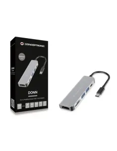 Conceptronic DONN02G base para portátil y replicador de puertos USB 3.2 Gen 1 (3.1 Gen 1) Type-C Aluminio 2