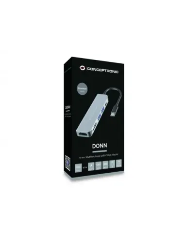 Conceptronic DONN02G base para portátil y replicador de puertos USB 3.2 Gen 1 (3.1 Gen 1) Type-C Aluminio