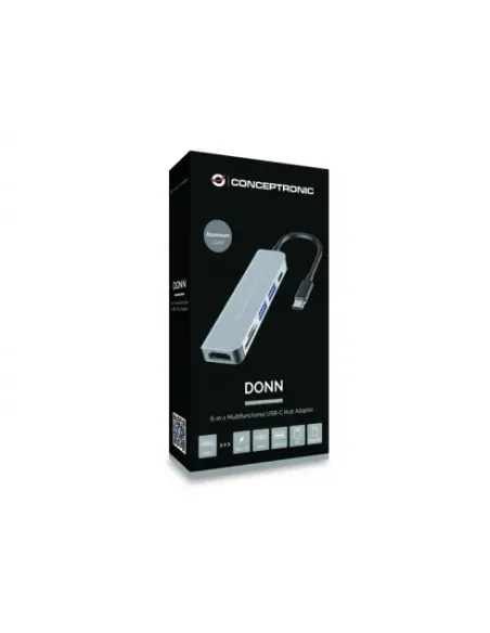 Conceptronic DONN02G base para portátil y replicador de puertos USB 3.2 Gen 1 (3.1 Gen 1) Type-C Aluminio