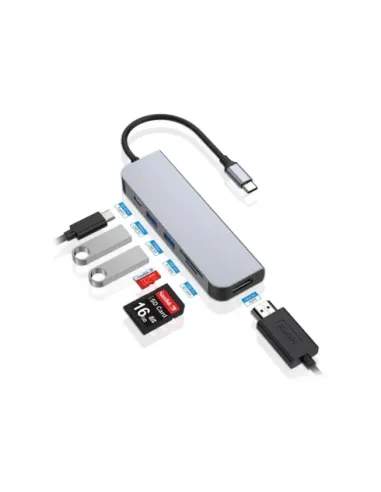 Conceptronic DONN02G base para portátil y replicador de puertos USB 3.2 Gen 1 (3.1 Gen 1) Type-C Aluminio