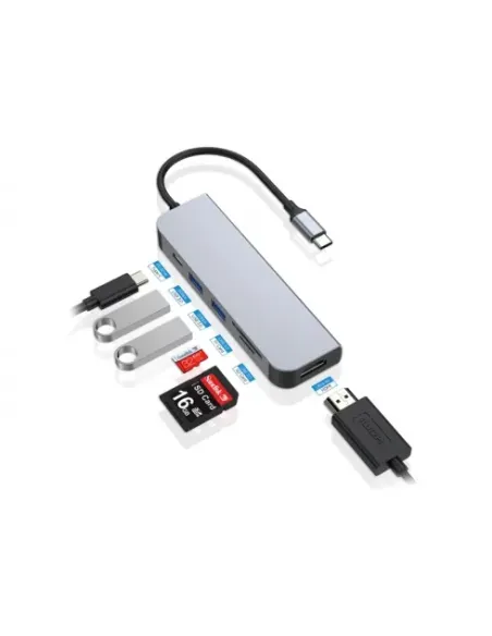 Conceptronic DONN02G base para portátil y replicador de puertos USB 3.2 Gen 1 (3.1 Gen 1) Type-C Aluminio