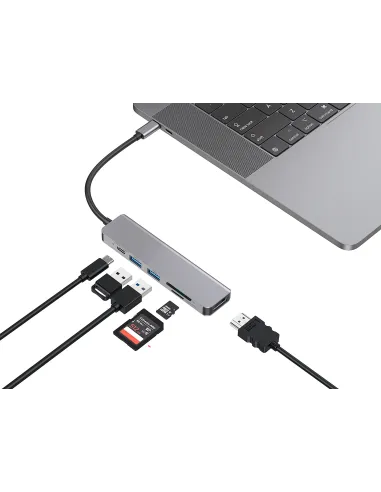 Conceptronic DONN02G base para portátil y replicador de puertos USB 3.2 Gen 1 (3.1 Gen 1) Type-C Aluminio