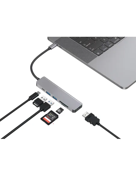 Conceptronic DONN02G base para portátil y replicador de puertos USB 3.2 Gen 1 (3.1 Gen 1) Type-C Aluminio