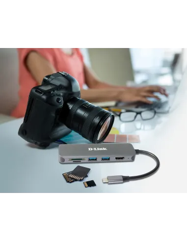 D-Link DUB-2327 base para portátil y replicador de puertos Alámbrico USB Tipo C Gris